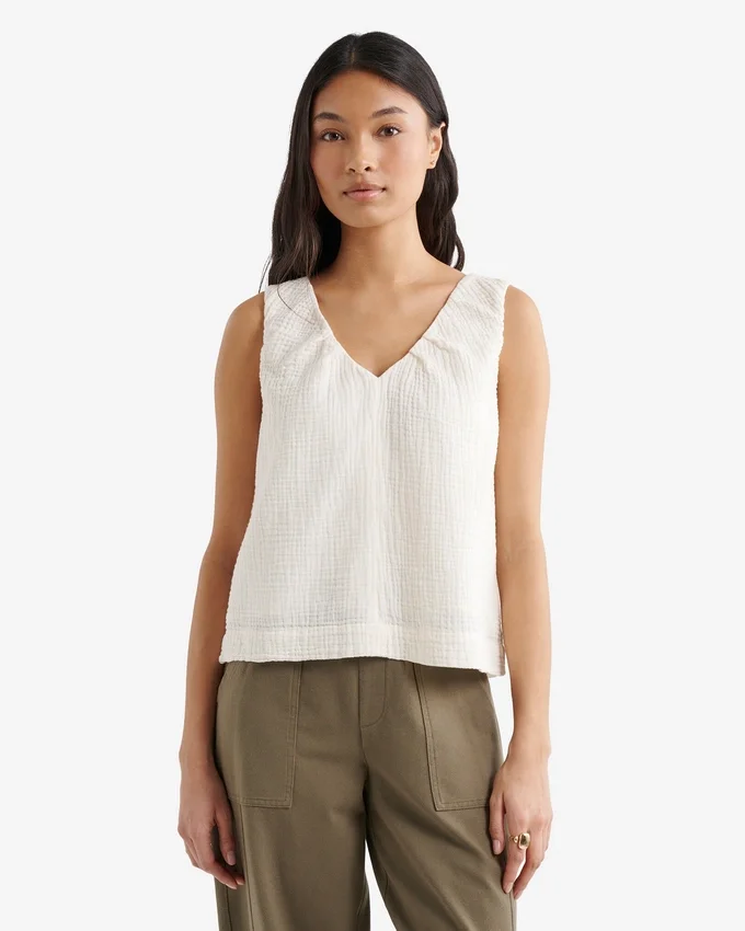 Isla Cotton Gauze Gathered Tank Isla Cotton Gauze Gathered Tank
