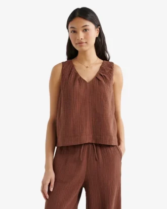 Isla Cotton Gauze Gathered Tank