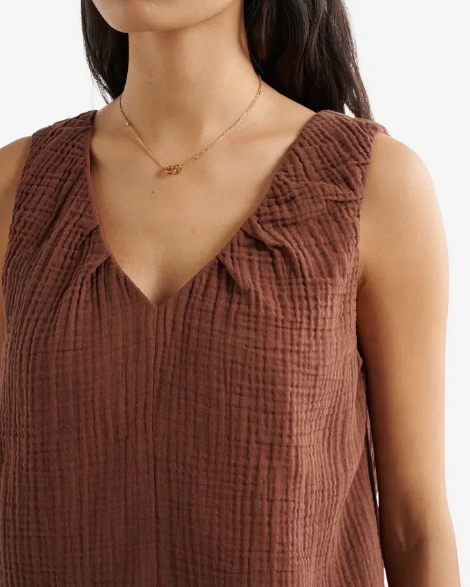 Isla Cotton Gauze Gathered Tank Isla Cotton Gauze Gathered Tank