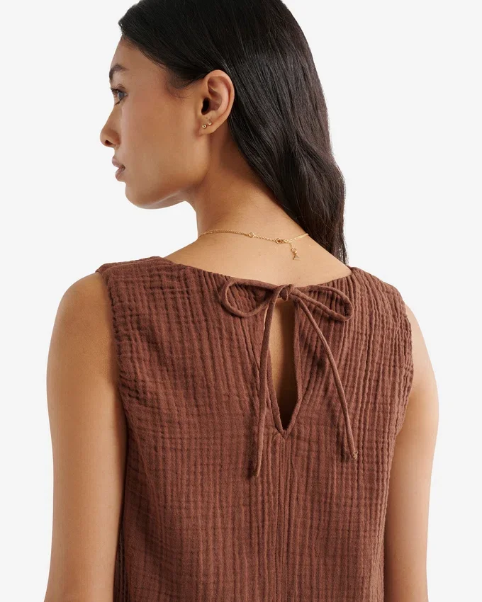 Isla Cotton Gauze Gathered Tank Isla Cotton Gauze Gathered Tank
