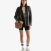 Womens Leather Double Breasted Blazer Womens Leather Double Breasted Blazer