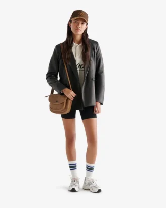Womens Leather Double Breasted Blazer Womens Leather Double Breasted Blazer